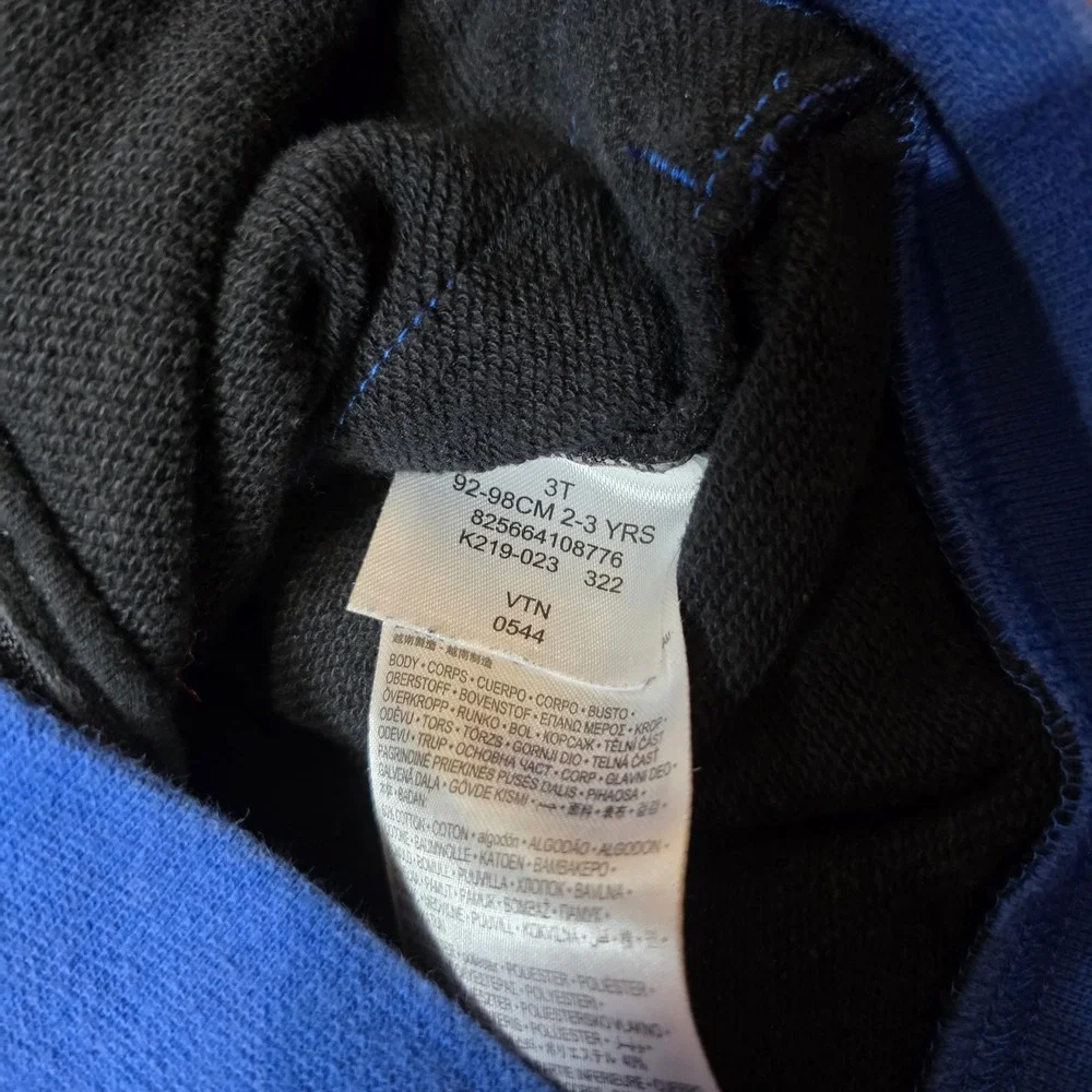 Nike‎ Kids Full Zip Hoodie Jacket Black Blue All Over Logo Print Size 3T